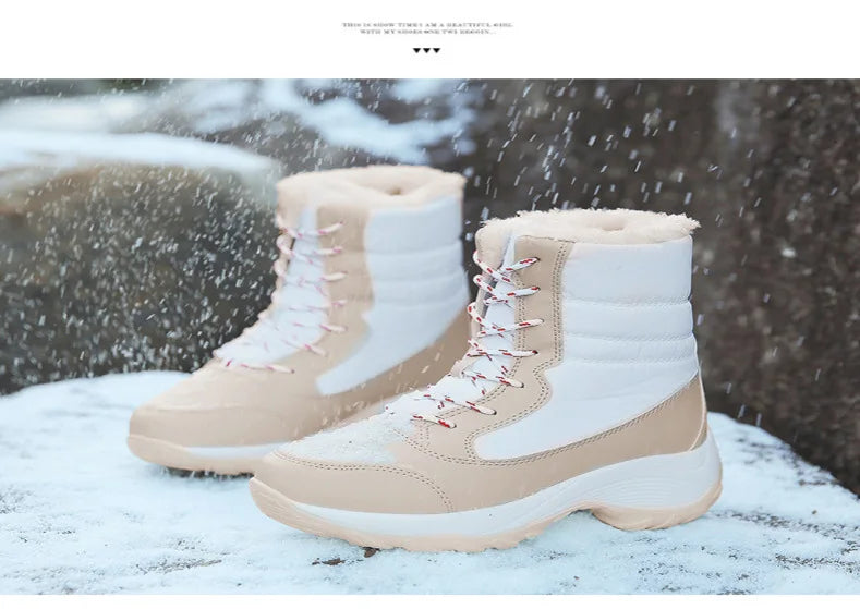 Women's Boots Lightweight Fur Boots Ankle Heels Winter Shoes Woman Fashion White Platform Botas Mujer Snow Boots Winter Footwear