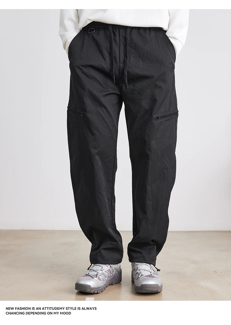 Men's American Overalls Spring and Autumn 2025 New Slim Scimitar Pants All-match Drawstring Casual Pants Wide-leg Pants.