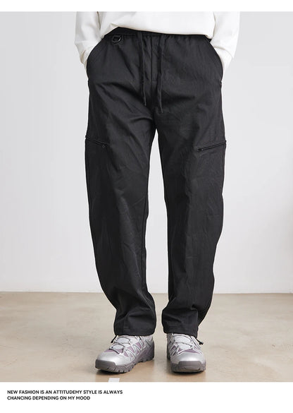 Men's American Overalls Spring and Autumn 2025 New Slim Scimitar Pants All-match Drawstring Casual Pants Wide-leg Pants.