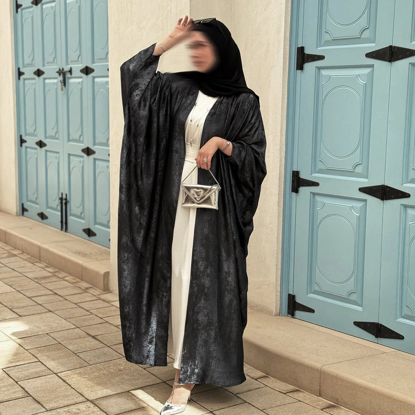 Mode Elegante Dubai Türkische Abaya Kleid Frauen Muslimische Frauen Muslimischen Kimino Kleid Abayas Vorne Offen Strickjacke.