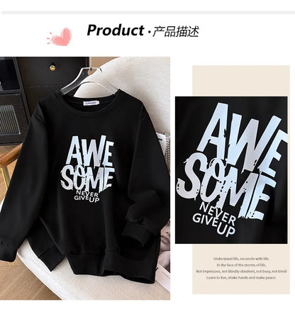 170kg plus size Damen büste Frühling Herbst Winter lose O-Neck Sweatshirt Langarm lässig Top 6xl 7xl 8xl 9xl 10xl 11xl.