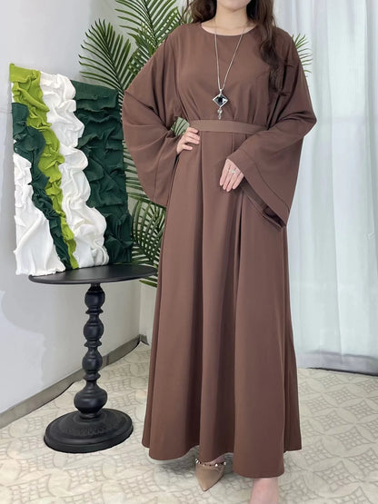 Muslim Abayas Women Kaftans Prayer Dress With Belt Full Sleeve Islamic Clothing Women Jilbabs Dubai Robe Ramadan Dresses.