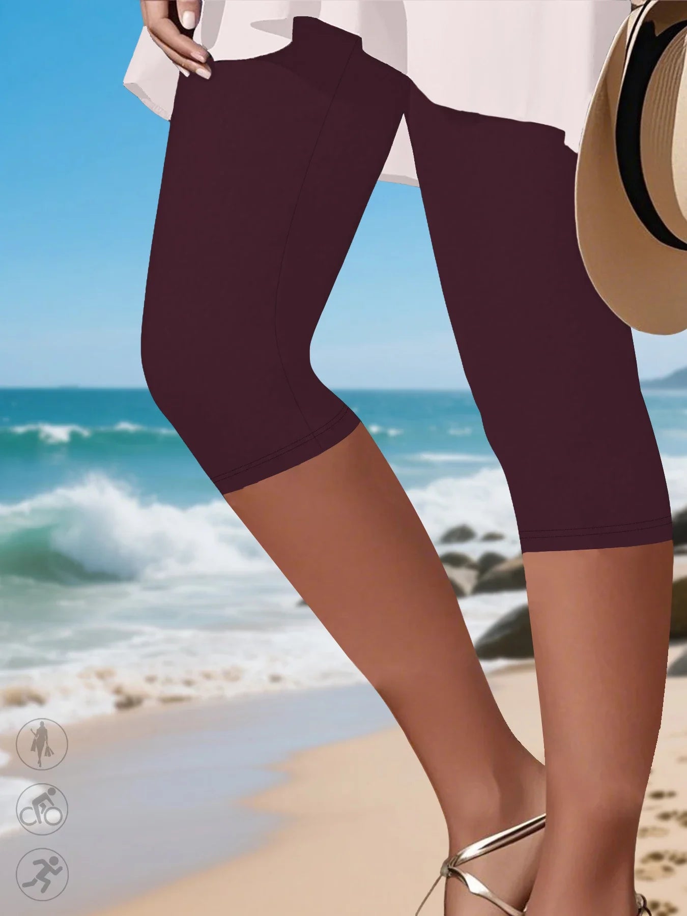 Women's Super Soft Capri Pants High Stretchy Breathable Pants No See Through Workout Running Yoga Athletic Pants Gym Leggings