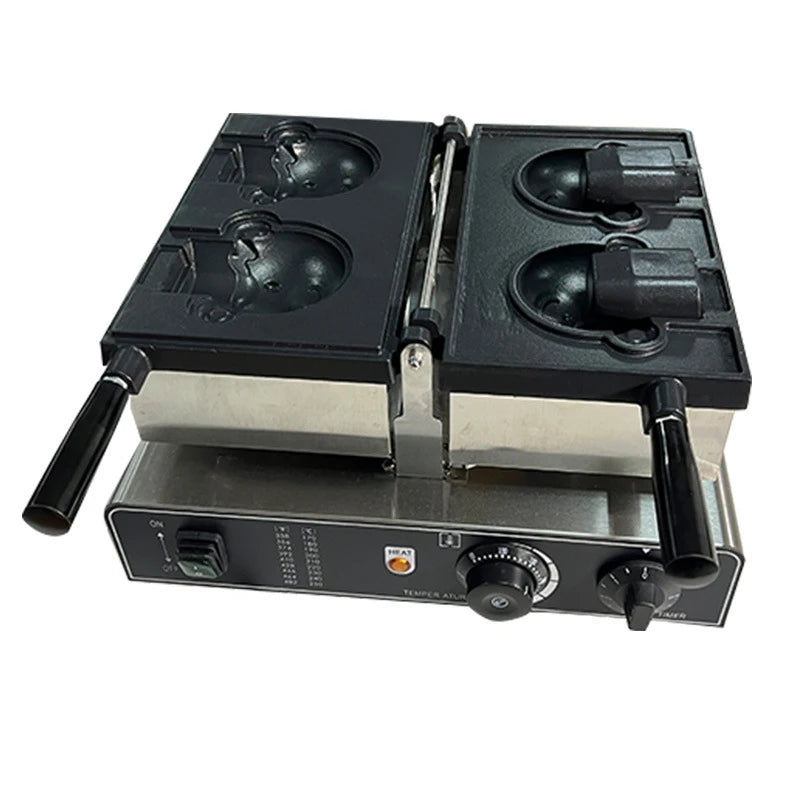 Commercial Taiyaki Bear Shaped Waffle Maker Open Mouth Ice Cream Bear Taiyaki Machine Bear Cone Maker.