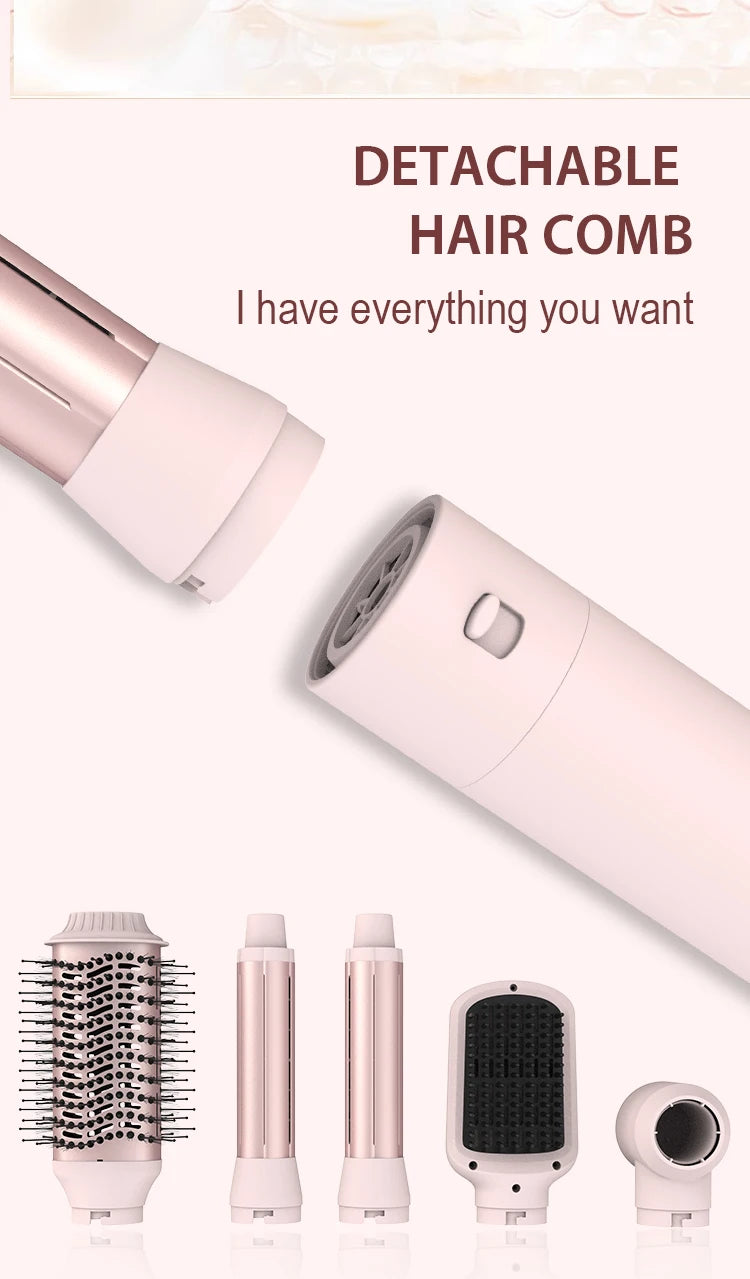 5in1 Hair Dryer Brush Curling Iron Hair Dryer Detachable Auto Wrap Curlers Fast Drying Electric Styling Hair Blower Brush.