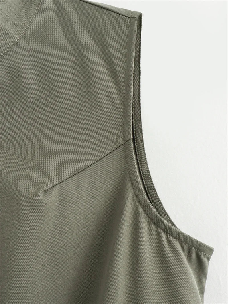 MUJER Zipper Langes Kleid Frau Plissee Ärmelloses, Figurbetontes Kleid Sommer Elegante Party Kleider Für Frauen 2025, Neue Midi Kleider.