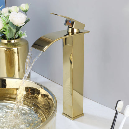 Kemaidi 14.6 ''Gold rundes Gefäß Waschbecken mit Wasserhahn Keramik Gefäß Waschbecken Waschbecken über Theke Gefäß Waschbecken