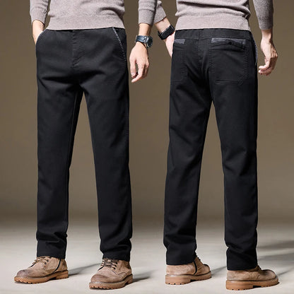 Autumn Winter High Quality Lyocell Fabric Casual Pants Men Solid color Business Fashion Straight Chinos Gray Brand Trousers Male