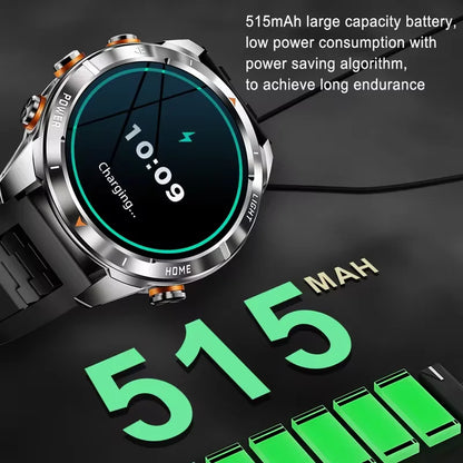New Outdoor Sport Smart Watch Men 1.46" AMOLED Screen LED Flashlight 515mAh Battery 10ATM Waterproof Bluetooth Call Smartwatch.