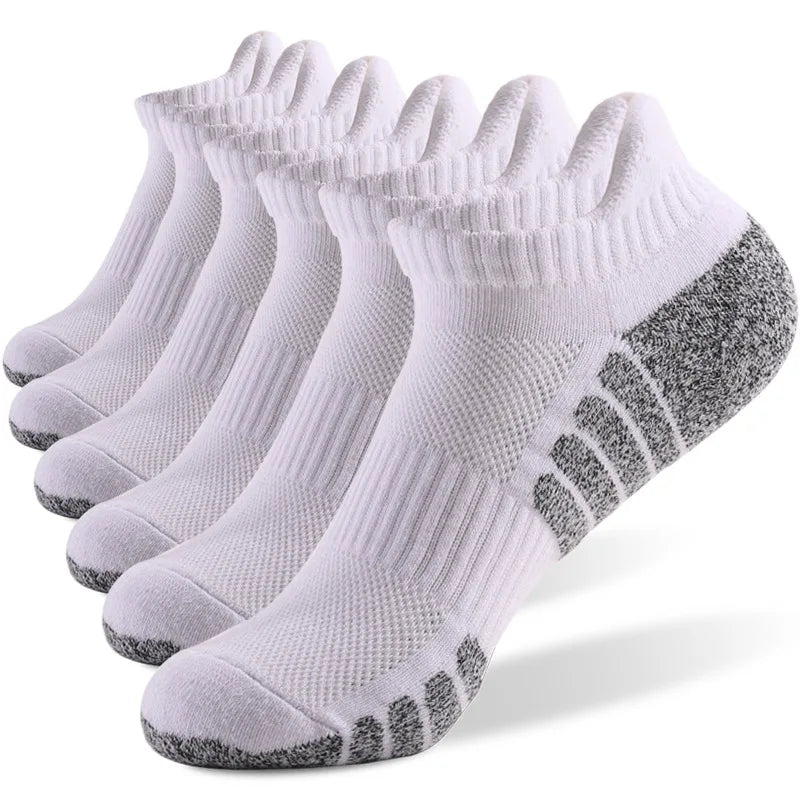 3pairs thickened towel bottom running socks mesh boat socks non-slip breathable sports socks Low cut Men's socks Women's socks.