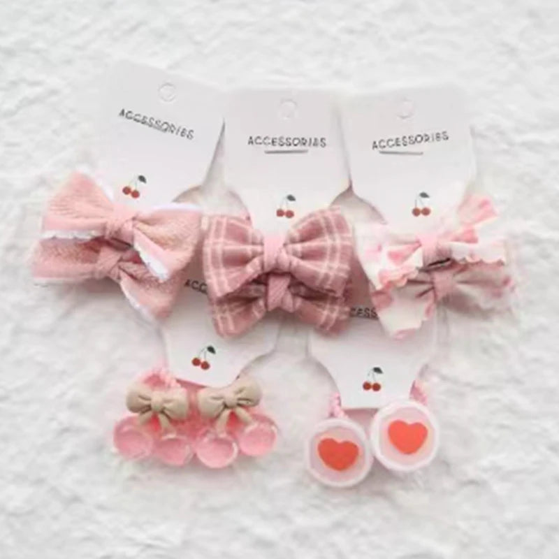 10Pcs/Lot, Elastic Hair Bow Clips for Children, Children's Headwear Hair Accessories for girls, Cute Hair ties, Lovely Hair Rope