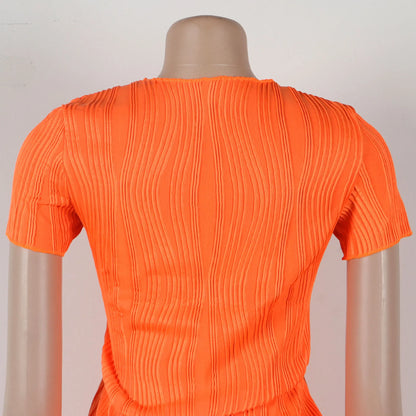 Two Piece Sets Women Pants Set Matching Sets Short Sleeve Solid Casual Tops Long Pants High Waist Bodycon Y2k Streetwear 2025