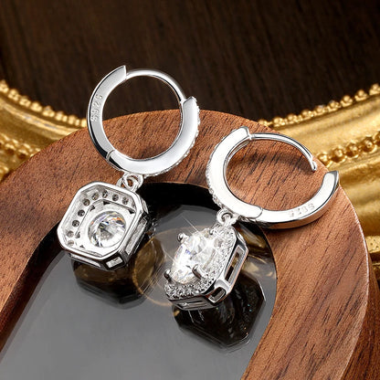 KNOBSPIN D Color Moissanite Earring 925 Sterling Sliver Plated with White Gold Earring for Women Wedding Engagement Fine Jewelry.