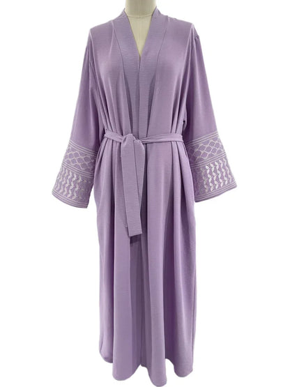 Embroidery Open Modest Kimono Abaya Dubai Luxury Islam Muslim Kaftan Modal Dress Arabic Abayas Women Kebaya Robe Femme Musulmane