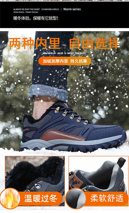 Winter Tactical Boots Combat Autumn Hiking Boots Men Snow Warm Fur Sneakers Padded Trekking Black Waterproof Leathe Sneakers.
