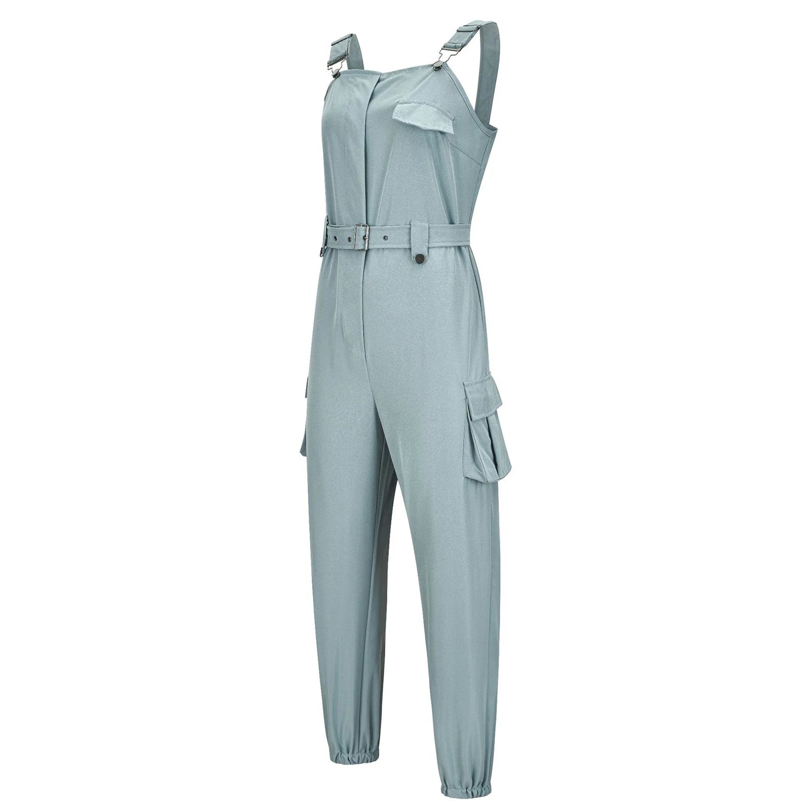 Fashion Womens Jumpsuit Casual Rompers with waist Belt Back Zipper Pockets Camisole Overalls for Daily Wear Office Work Vacation.