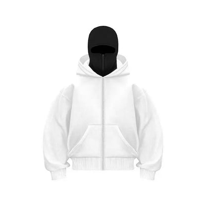2025 Autumn Men Balaclava Y2K Gothic Harajuku Winter New Item Double Hooded Sweatshirt Men's Hooded Mask Zipper Sportswear Women