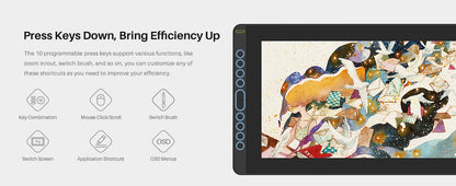 HUION New Arrival Kamvas 16(2021) Graphics Drawing Monitor Battery-free Digital Pen Tablet For Win/MAC And Android 120%s RGB.