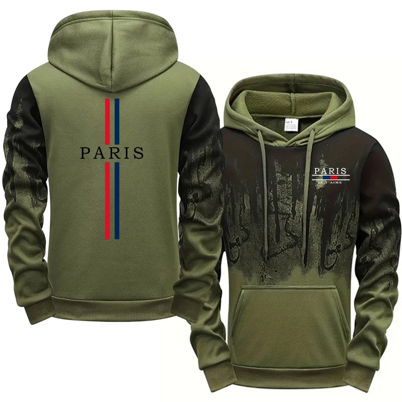 Paris Fashion Tracksuit Hooded Sweatshirt Sweatpants City Vibe Hoodies 2 Piece Set Autumn Winter Men's Daily Casual Sport Outfit