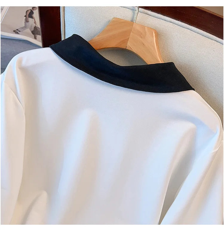 175kg plus size Damen büste Frühling Herbst lose besticktes Sweatshirt schwarz weiß groß 5xl 6xl 7xl 8xl 9xl.