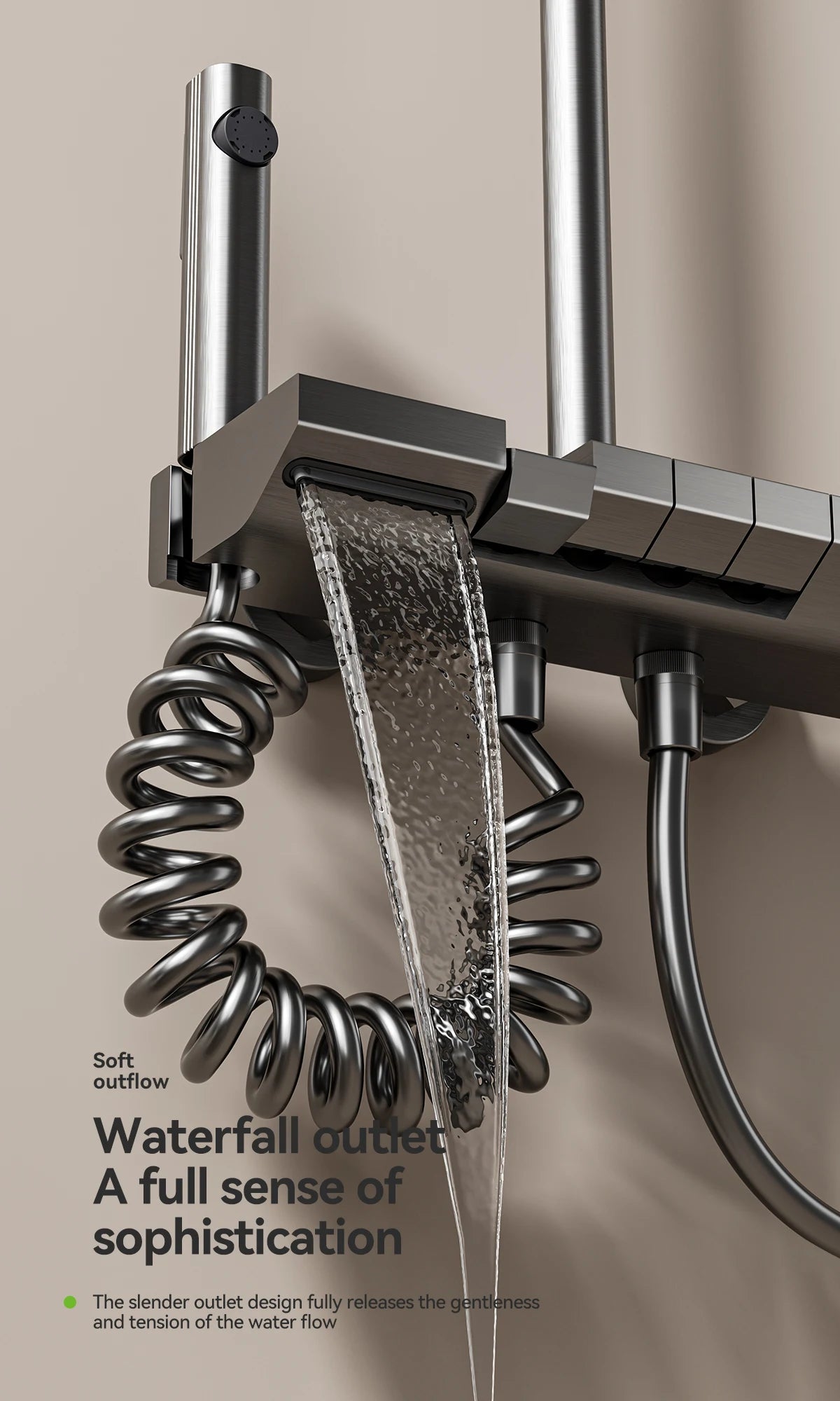 Space Aluminum Shower Set Digital Display Faucet Set , Piano Button With Ambient Light Bathroom Faucets Shower Head