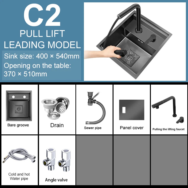 Versteckte Küchen spüle Bar Spüle Kit Klapp hahn Abflussrohr, Drop-In Unterbau Spüle, kleine Edelstahls püle für Workstation RV