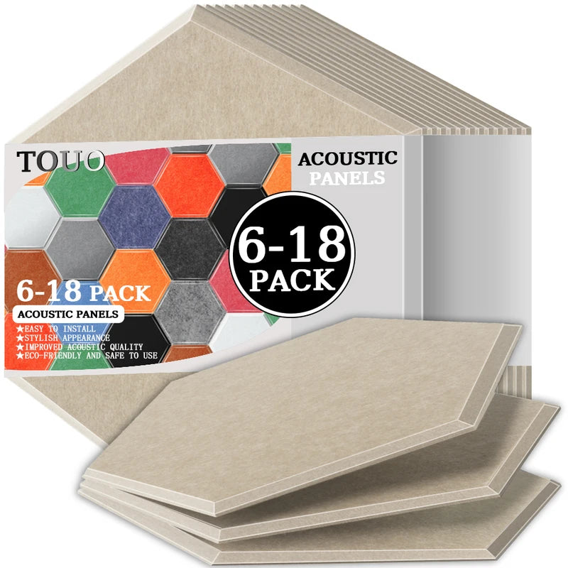 TOUO Acoustic Panels 6-18pc Noise Treatment Insulation Soundproofing Home Studio High Density Soundproof Wall Decor Bedroom