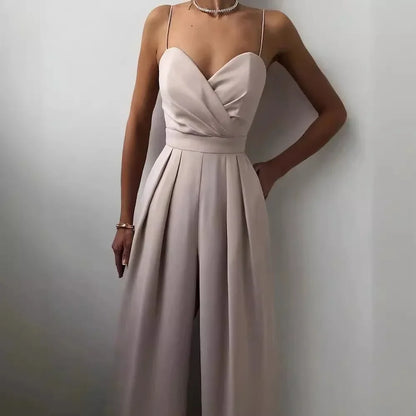 Europe Jumpsuits Straight Strap Spring and Summer Jumpsuit Women Elegance Female Macacão Feminino.