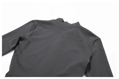 Spring Summer Thin Quick Dry One-Piece Aerial Yoga Suit Long Sleeve Fitness Sports Bodysuit Women Elastic No Mat