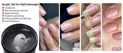 MSHARE 50g/250g Shimmer Pink White Acrylic Gel TPO Free Glitter Shiny Extension Acryl Hard Gel Nails Sculpting Construction.