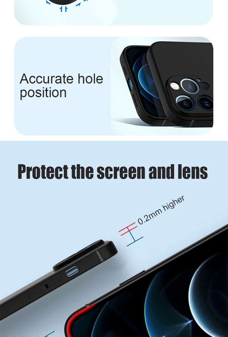 Luxury Black Silicone Matte Phone Case For iPhone 16 15 14 11 12 13 Pro Max 15 Plus 12 Mini 16E Xr X Xs Max Back Cover Soft Case.