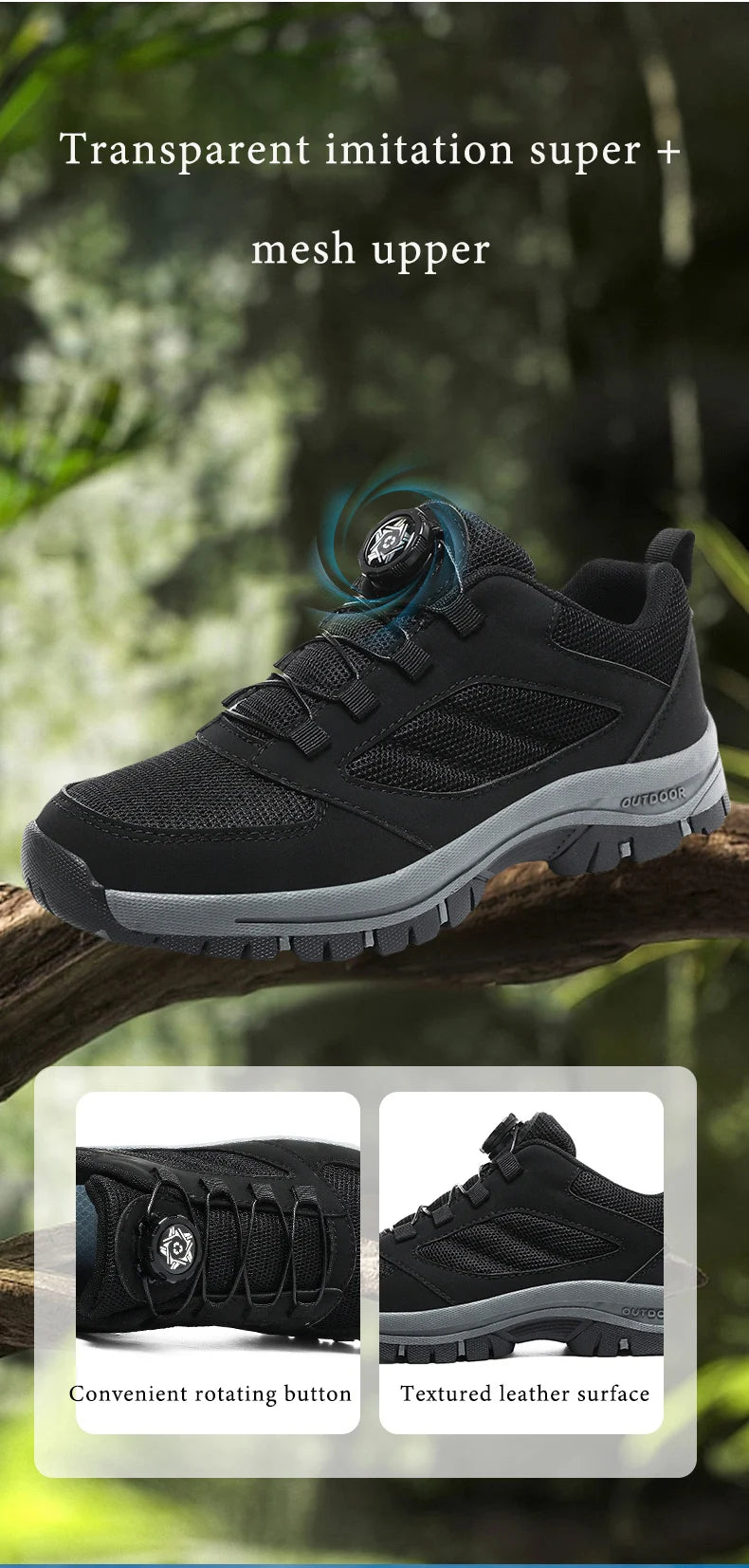 Männer Turnschuhe Stilvolle Rotierenden Schnalle Wanderschuhe Einfarbig Komfortable Nicht-slip Sportliche Schuhe Plus Größe Männer Schuhe Leder.