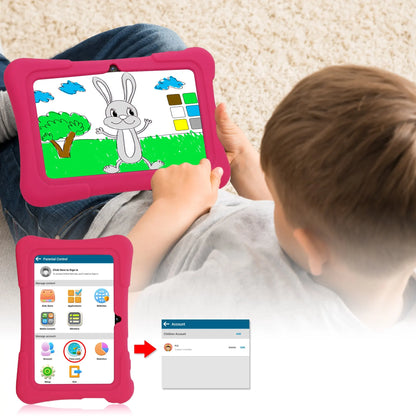 PRITOM 7 Inch Kids Tablet Quad Core Android 10 32GB WiFi Bluetooth Educational Software Installed.