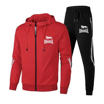 Mens Tracksuit Printing Zipper Hooded Sweatshirt+Slim Sweatpants Set Simplicity Casual Jogging Clothing Fashion Jacket Coat Suit.