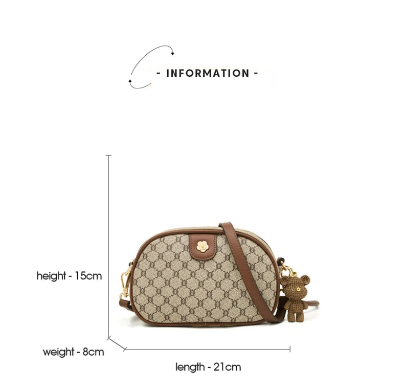 FOXER Women Small Shoulder Bag Fashion Monogram PVC Lady Crossbody Handbag with Adjustable Strap.