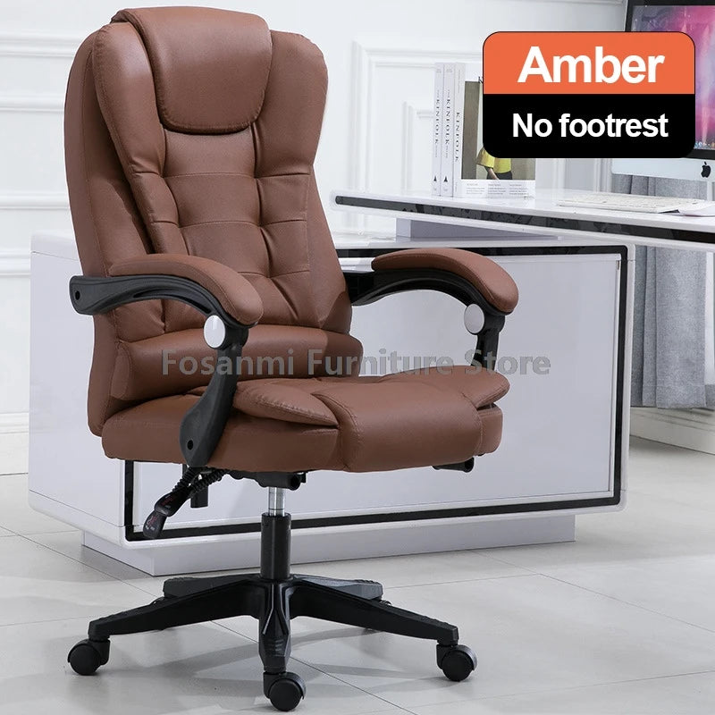 Dicker Boss-Bürostuhl mit hoher Rückenlehne und Armlehnen, Leder-Computer-Drehstuhl, ergonomische Liege-Gamer-Schreibtischstühle für Zuhause