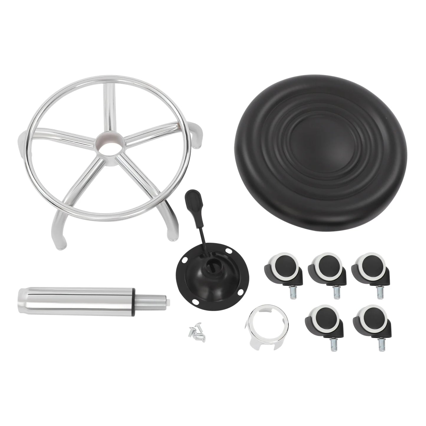 Verstellbarer Drehhocker mit 5 Rädern, 150 kg Fassungsvermögen, mobiler Rollstuhl, Büro, Salon, Labor, Garage, moderner ergonomischer Sitz