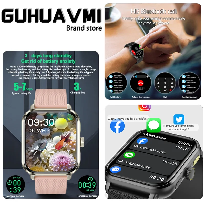 New Women Smart Watch GPS Compass Sport watch Men 1.95" AMOLED Screen Bluetooth Call HeartRate Smart Watch For Xiaomi Huawei IOS.