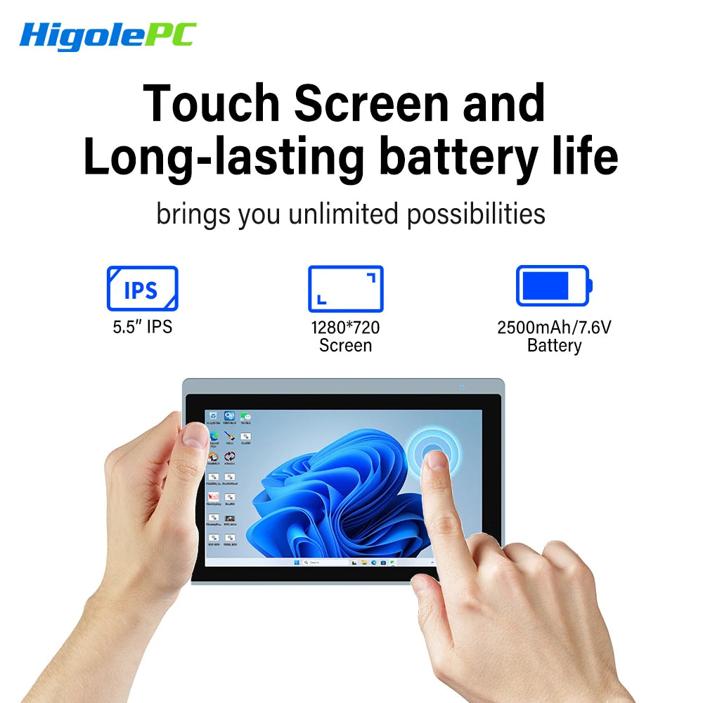 Higole Gole 2 Pro 5.5'' Intel N5095 Mini PC Windows 11 WiFi5 BT5.0  8/16GB 256GB Touch Screen 4K Desktop Computer Windows Tablet.