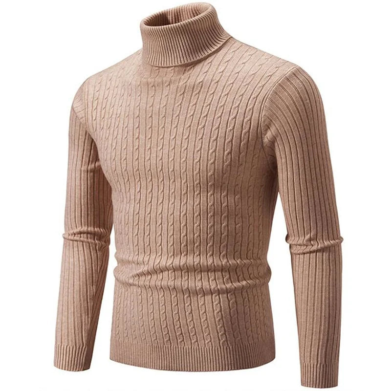 2025 New Men Solid Colour Turtleneck Sweater Black / White / Royal Blue Fashion Simple Male Casual Pullover Tops.