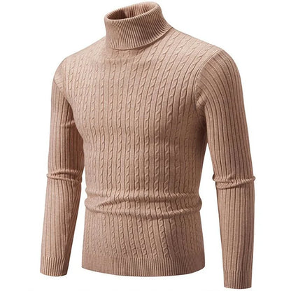 2025 New Men Solid Colour Turtleneck Sweater Black / White / Royal Blue Fashion Simple Male Casual Pullover Tops.