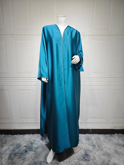 Ramadan Satin Open Kimono Abaya Dubai Luxury 2025 Muslim Kaftan Dress Abayas Women Islam Clothing Robe Femme Musulmane Kebaya