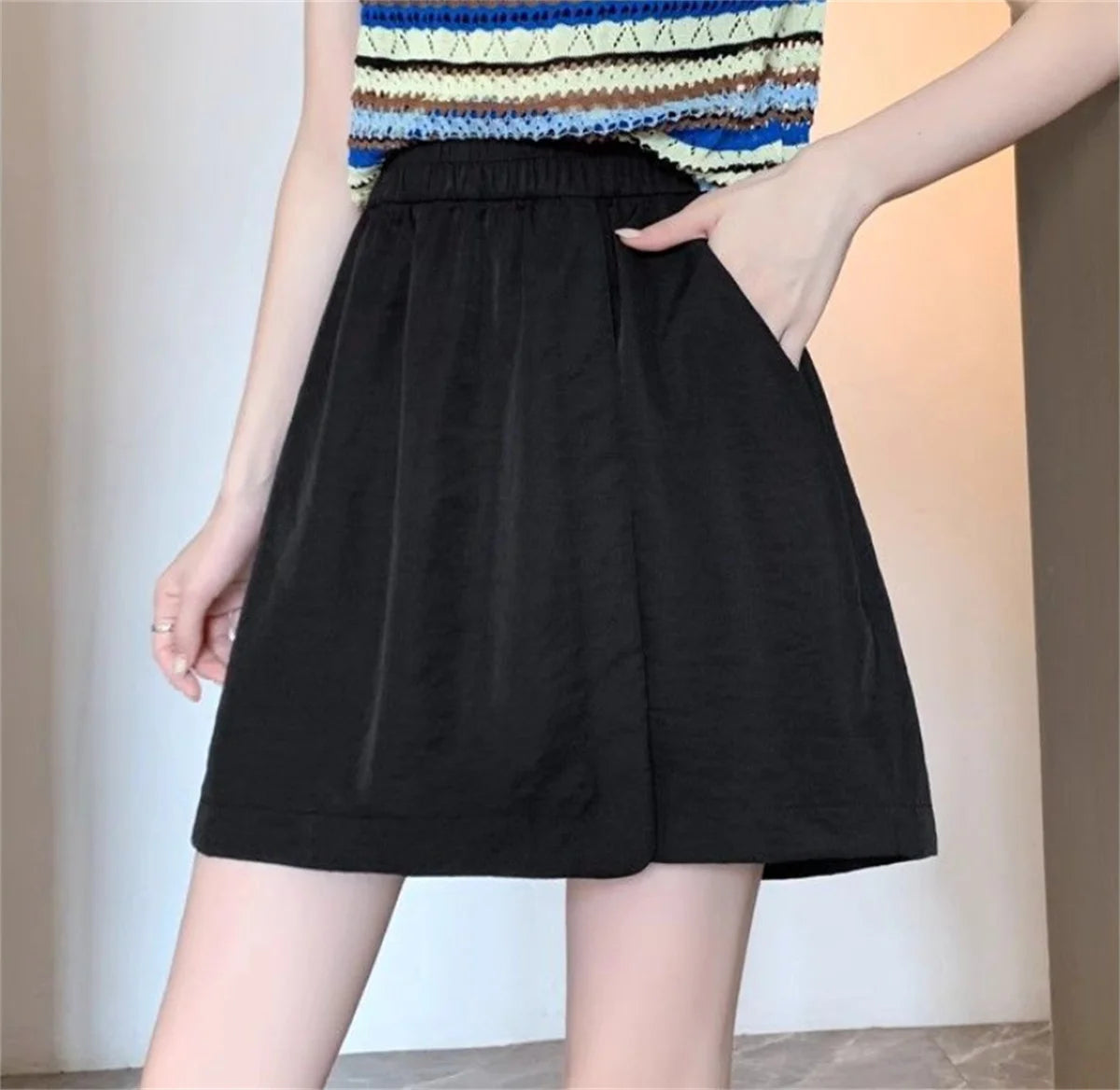 Women Korean Skirts Shorts 2025 Summer Fashion New In Solid High Waist Pant Female Streetwear Casual Loose Harajuku Trousers.