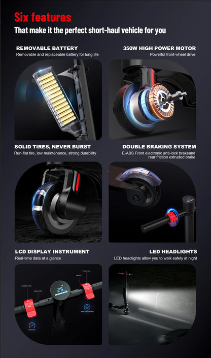 HX X6 electric scooter Foldable 350W 25KM/H Electric scooters 7.5AH 36V E Scooter 5.5 Inch Escooter for Adults.