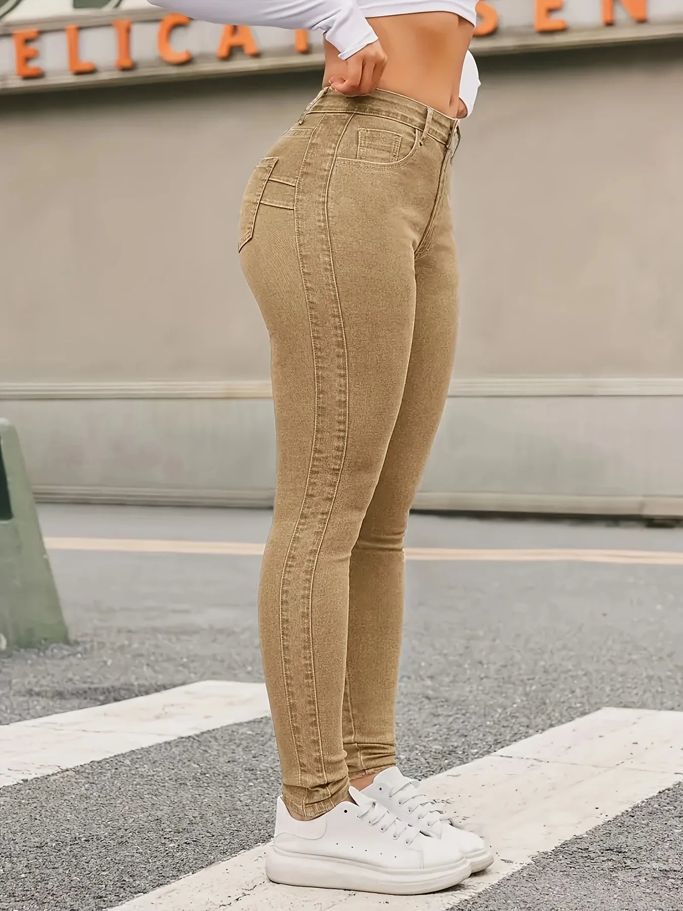Exclusive Supply for Amazon Independent Station European and American Women's Clothing New Tight Elastic Pants Jeans  High Waist