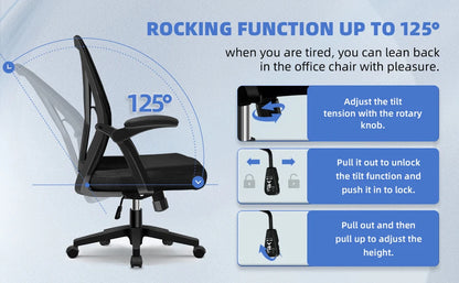 aiibottech Bürostuhl Ergonomische Liege 90er ° -125 ° ,Schreibtischstuhl mit Lordosenstütze, verstellbarer Computerstuhl, Wohnzimmerstühle