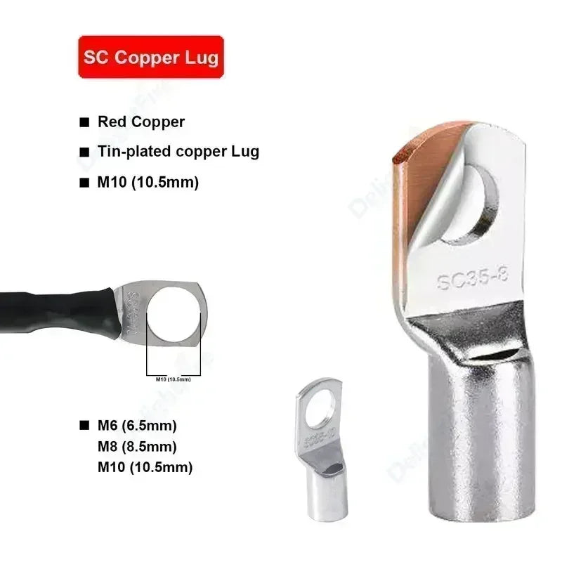 Soft Car Battery Silicone Cable with M6 M8 M10 Lug Red Black 8 6 4 3 0 AWG Electrical Wire for Auto RV Solar Panel Inverter UPS.