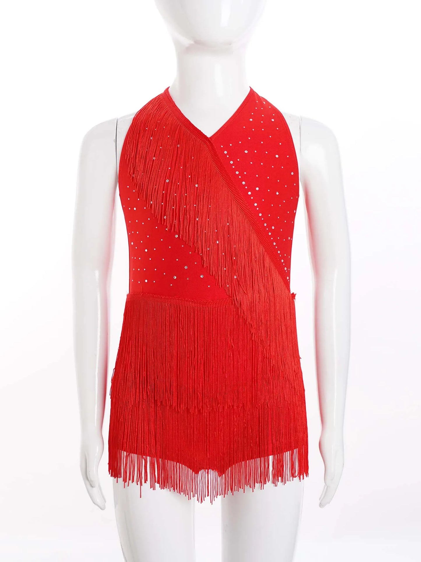 Kinder Mädchen Latin Dance Kleid Fransen Quaste Latin Dance Trikot Kostüm Ballsaal Sumba Cha-cha Tango Bühne Leistung Dancewear.