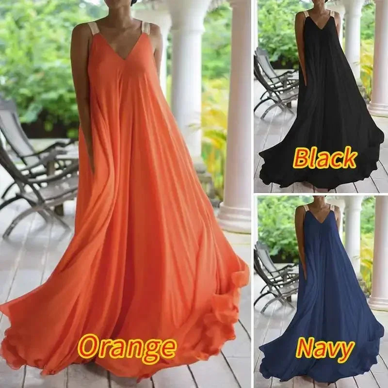 Sommer Frauen Boho Kleid Mode Spaghetti Strap Schwarz Ärmelloses Strand Party Casual Langes Kleid für Frauen Robe Neue 2023.