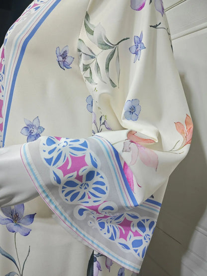 Eid Frauen Abaya Blume Drucken Offene Strickjacke Schal Party Kleid Muslimischen Langarm Jalabiya Ramadan Abayas Kaftan Arabischen Lange Robe